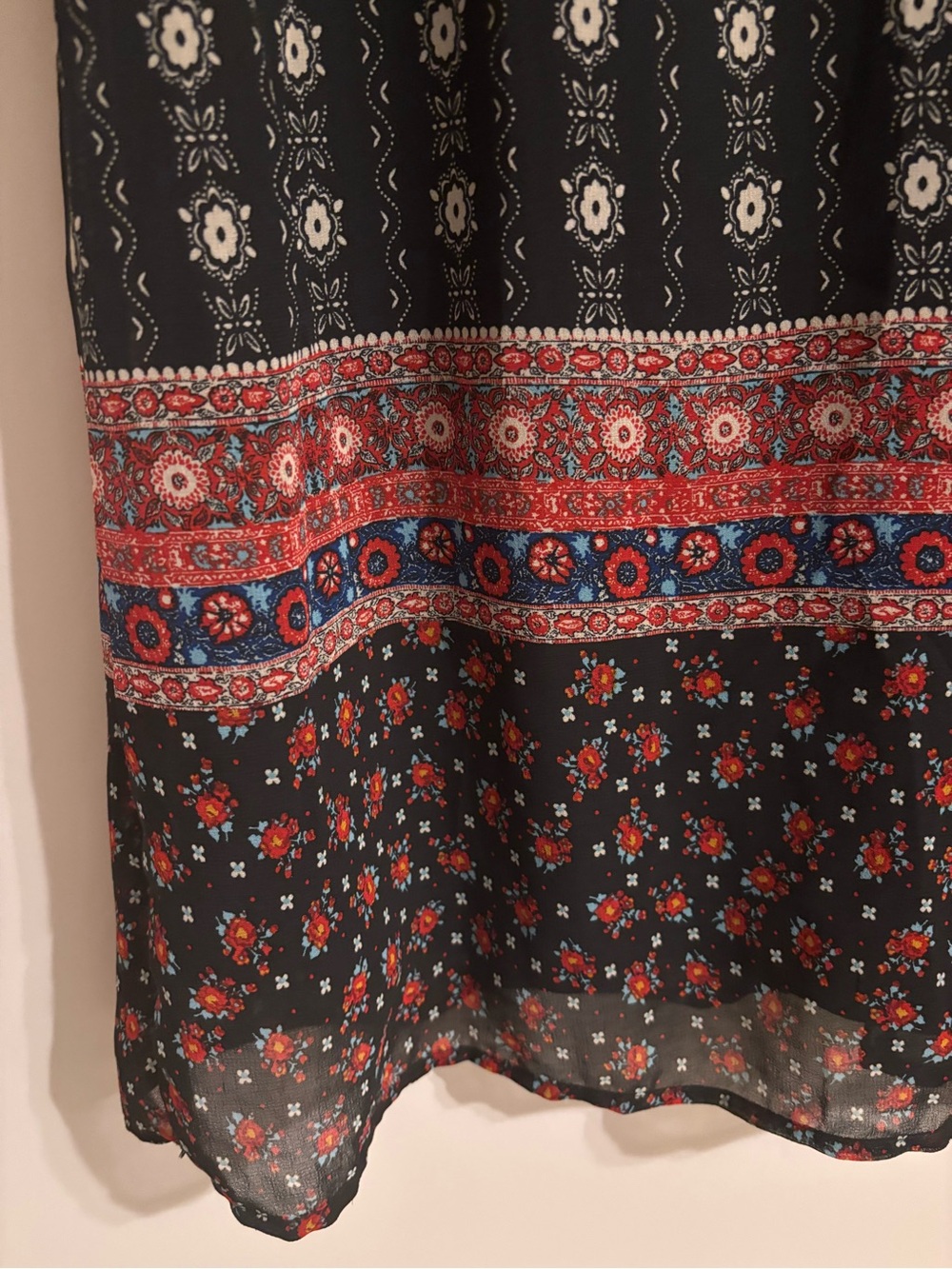 Lily Rose NWT Bohemian Chiffon tie front Peasant Dress - Picture 6 of 11
